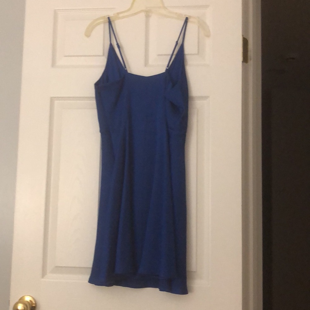 Blue Wrap Fit and Flare Express Dress - Picture 3 of 5